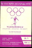 PROGRAMME JEUX OLYMPIA HELSINKI 1952 ATHLETISME 25 JUILLET 1 INCOMPLET - Autres & Non Classés