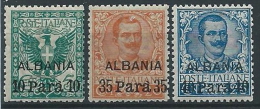 1902 LEVANTE ALBANIA 3 VALORI MNH ** - ED962-3 - Albanië