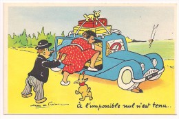 à L'impossible Nul N'est Tenu - Auto Couple Chien Humour - Illustrateur Jean De Preissac - Humour - Preissac