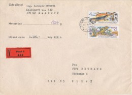 I7375 - Czechoslovakia (1989) 305 00 Plzen 5; WWF Stamps (4,00 CSK, 3,00 CSK) V-letter - First Day Cover (18.07.1989)! - Covers & Documents