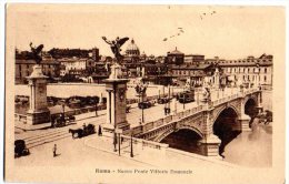 ROMA 1916 - NUOVO PONTE VITTORIO EMANUELE - ANIMATA - CARROZZE - TRAM - FORMATO PICCOLO - C462 - Brücken