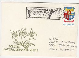 2520- BIRDS, WOODPECKER, ORCHIDS, SPECIAL COVER, 1989, ROMANIA - Climbing Birds