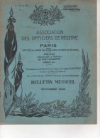 REVUE MILITAIRE - ASSOCIATION DES OFFICIERS DE RESERVE DE PARIS - 8éme Année - N° 40 - NOVEMBRE 1936 - Français