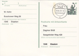 2736- STATUE, POSTCARD STATIONERY, 1991, GERMANY - Postcards - Used