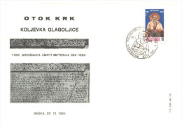 YUGOSLAVIA - JUGOSLAVIA - Patron EUROPAS  METHODIUS - Insel KRK - Glagolitic Letters - 1985 - Covers & Documents