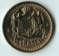 ** 2 FRANCS MONACO BRONZE1943 Sans Date SUP ** - 1922-1949 Louis II