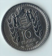 ** 10 FRANCS MONACO  LOUIS II 1946 SUP+ ** - 1922-1949 Louis II