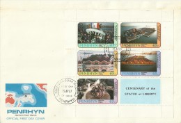 Penrhyn 1987 Centenary Of Statue Of Liberty Sheetlet  FDC - Penrhyn