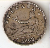 FALSA MONEDA DE EPOCA DE ESPAÑA DE 2 PTAS DEL AÑO 1869 (FAUX-FAKE) (NO ES DE PLATA) - First Minting