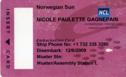 CARTE D'EMBARQUEMENT BATEAU Norwegian Cruise Line  NORVEGE - Europa