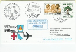 20.10.1982  Servizio  Milano-Zurigo  50e Anniversario - Cartas & Documentos