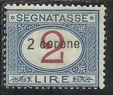 DALMAZIA 1922 SEGNATASSE TAXES TASSE DUE TAXE C 2 CORONE. SU 2 LIRE MNH FIRMATO SIGNED - Dalmazia