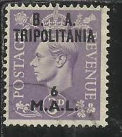 TRIPOLITANIA OCCUPAZIONE BRITANNICA 1950 BA B.A. 6 M SU 3 P TIMBRATO USED - Tripolitania