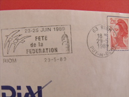 OBLITERATION FRANCAISE FLAMME NO 9702  RIOM EMISE EN 1988 - Révolution Française
