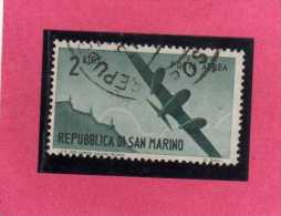 SAN MARINO 1946 POSTA AEREA AIR MAIL VIEWS VEDUTE LIRE 2 USATO USED - Corréo Aéreo