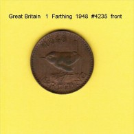 GREAT BRITAIN  1  FARTHING  1948  (KM # 843) - B. 1 Farthing