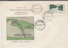 3427- IRON GATES- WATER POWER PLANT, DANUBE RIVER, SPECIAL COVER, 1978, ROMANIA - Agua