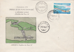3428- IRON GATES- WATER POWER PLANT, DANUBE RIVER, SPECIAL COVER, 1978, ROMANIA - Agua