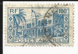 Timbre Algérie 1944 Palais D´été Bleu 100 F Oblitéré - Used Stamps