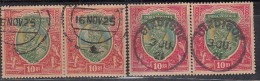 Uncommon Used Pairs, 2 X Rs 10 Pair, Colour / Shade Variety KG V India 1911, Single Star, King George Series, - 1911-35 King George V