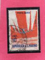 SAN MARINO 1963 POSTA AEREA AIR MAIL AEREI MODERNI MODERN PLANES LIRE 10 BOEING 707 USATO USED - Poste Aérienne