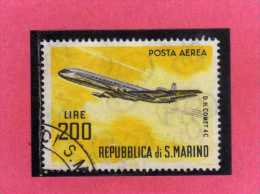 SAN MARINO 1963 POSTA AEREA AIR MAIL AEREI MODERNI MODERN PLANES LIRE 200 D.H. COMET USATO USED - Airmail