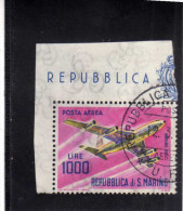 SAN MARINO 1964 POSTA AEREA AIR MAIL AEREI MODERNI MODERN PLANES LIRE 1000 BOEING 707 QUADRIREATTORE USATO USED - Poste Aérienne