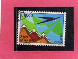 SAN MARINO 1972 POSTA AEREA AIR MAIL AEREO E MONTE TITANO PLANE AND MOUNT LIRE 1000  USATO USED - Airmail