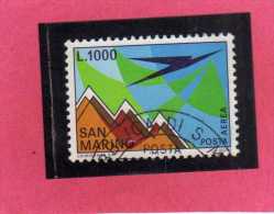 SAN MARINO 1972 POSTA AEREA AIR MAIL AEREO E MONTE TITANO PLANE AND MOUNT LIRE 1000  USATO USED - Airmail