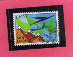 SAN MARINO 1972 POSTA AEREA AIR MAIL AEREO E MONTE TITANO PLANE AND MOUNT LIRE 1000  USATO USED - Airmail