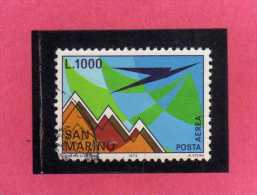 SAN MARINO 1972 POSTA AEREA AIR MAIL AEREO E MONTE TITANO PLANE AND MOUNT LIRE 1000  USATO USED - Airmail