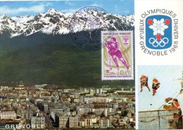 CP  PREMIER JOUR GRENOBLE JO 1968 RARE HOCKEY - Juegos Olímpicos