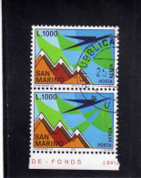 SAN MARINO 1972 POSTA AEREA AIR MAIL AEREO E MONTE TITANO PLANE AND MOUNT LIRE 1000  USATO USED - Poste Aérienne