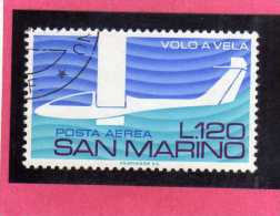 SAN MARINO 1974 POSTA AEREA AIR MAIL AEREOPLANO VOLO A VELA GLIDING PLANE LIRE 120 USATO USED - Poste Aérienne