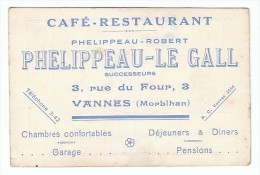 Carte Publicitaire - Vannes (Morbihan) - 3 Rue Du Four - Restaurant Phelippeau-Le Gall - FRANCO DE PORT - Sports & Tourism