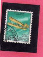 SAN MARINO 1978 POSTA AEREA AIR MAIL FRATELLI WRIGHT BROTHERS LIRE 200 USATO USED - Airmail