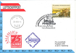 Austria Cover AIRSHIP MAIL Pro Juventute Number 13 Pinkafeld 20-9-1996 With More Postmark - Sonstige & Ohne Zuordnung