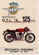 MV Agusta Moto 125 GTLS 1971 Depliant Originale Genuine Factory Brochure Prospekt - Motoren