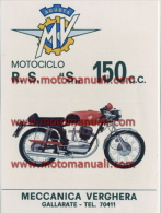 MV Agusta Moto 150 RSS 1971 Depliant Originale Genuine Factory Brochure Prospekt - Engines