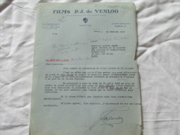 LETTRE DES FILM P.J. DE VENLOO CONCERNANT UN TROP VERSE A MR HENRY KISTEMAECKERS - Sonstige & Ohne Zuordnung