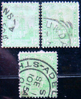 SOUTH AUSTRALIA 1899 1/2d Adelaide Post Office USED 3 Stamps Scott114 CV$3 - Oblitérés