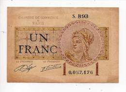 Billet Chambre De Commerce De Paris - 1 Fr - 10 Mars 1920 - Série B - Sans Filigrane - Handelskammer