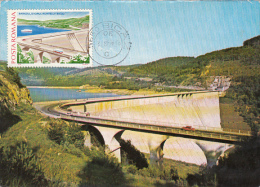 3904- WATER POWER PLANT, BICAZ RIVER DAM, CARTES MAXIMUM, 1978, ROMANIA - Agua