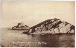 Mumbles Head & Lighthouse, High Water Black & White Postcard - Glamorgan