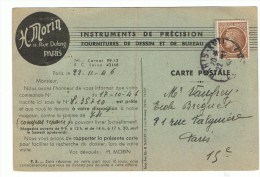 2f50 Céres De Mazelin Yvert 681 Seul Sur Carte Postale Non Illustrée, 1946 - 1945-47 Ceres (Mazelin)