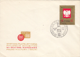 4394- POLISH REPUBLIC ANNIVERSARY, PHILATELIC EXHIBITION, EMBOISED STAMP, SPECIAL COVER, 1966, POLAND - Lettres & Documents