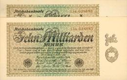 Deutschland, Germany - SET 2 X 10 Mrd. Mark, Reichsbanknote, Ro. 113 D ,  ( Serie K ) UNC - XF, 1923 ! - 10 Mrd. Mark