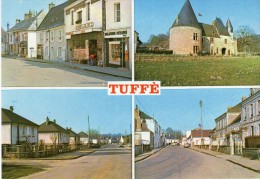 X20  / DEPT 72 CP TUFFE MULTIVUES SES RUES BOULANGERIE + BAR CAFE ET CHATEAU TBE - Tuffe