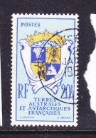 TAAF  N° 15 20F BLEU BLEU PALE ET JAUNE ARMOIRIES OBL - Used Stamps