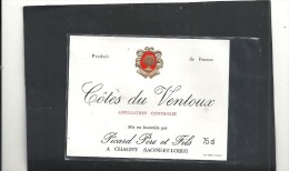 --COTES DU VENTOUX--MIS EN BOUTEILLE PAR. PICARD PERE & FILS A CHAGNY--71-- - Côtes Du Ventoux